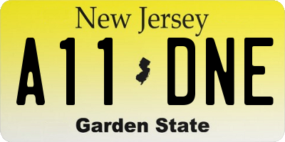 NJ license plate A11DNE