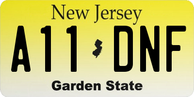 NJ license plate A11DNF