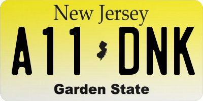 NJ license plate A11DNK