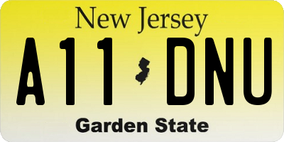 NJ license plate A11DNU