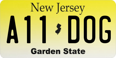 NJ license plate A11DOG