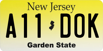 NJ license plate A11DOK