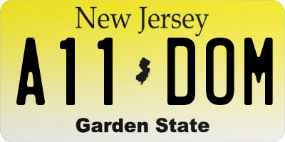 NJ license plate A11DOM