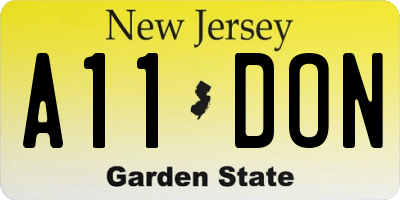 NJ license plate A11DON