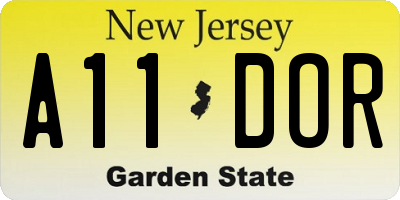 NJ license plate A11DOR