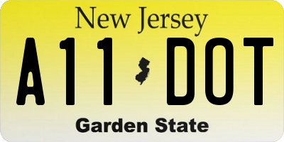 NJ license plate A11DOT