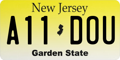 NJ license plate A11DOU