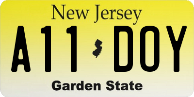 NJ license plate A11DOY