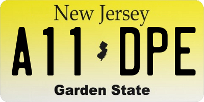 NJ license plate A11DPE