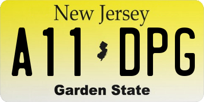 NJ license plate A11DPG