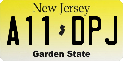 NJ license plate A11DPJ