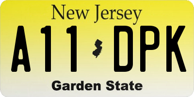 NJ license plate A11DPK