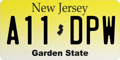 NJ license plate A11DPW