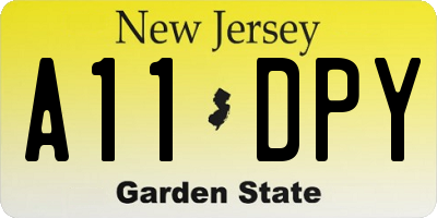 NJ license plate A11DPY