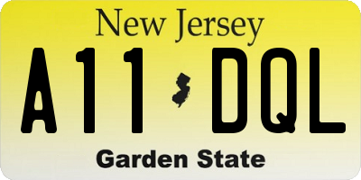 NJ license plate A11DQL