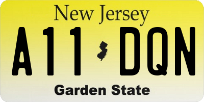 NJ license plate A11DQN