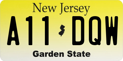 NJ license plate A11DQW