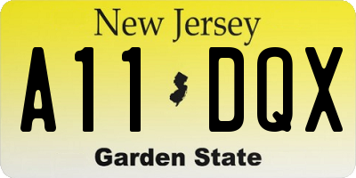 NJ license plate A11DQX