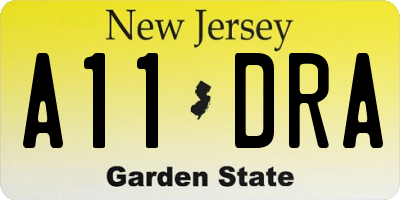 NJ license plate A11DRA