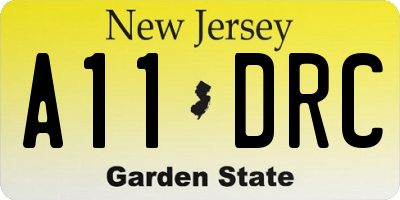 NJ license plate A11DRC