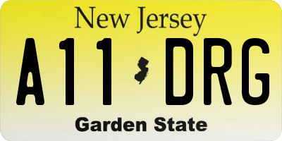 NJ license plate A11DRG