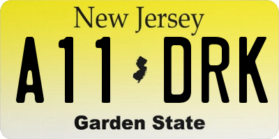NJ license plate A11DRK