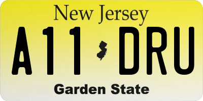 NJ license plate A11DRU