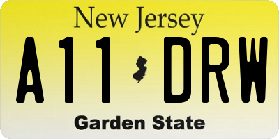 NJ license plate A11DRW