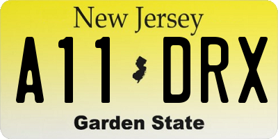 NJ license plate A11DRX