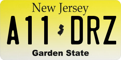 NJ license plate A11DRZ