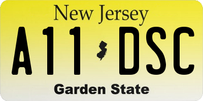 NJ license plate A11DSC