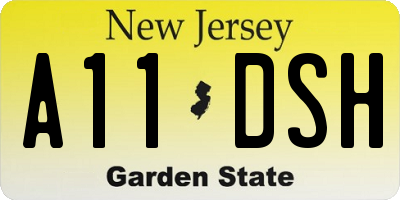 NJ license plate A11DSH