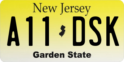 NJ license plate A11DSK