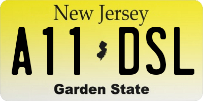 NJ license plate A11DSL
