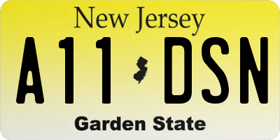 NJ license plate A11DSN