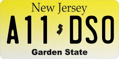 NJ license plate A11DSO