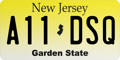 NJ license plate A11DSQ