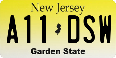 NJ license plate A11DSW