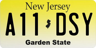 NJ license plate A11DSY
