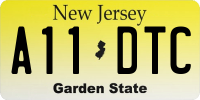 NJ license plate A11DTC