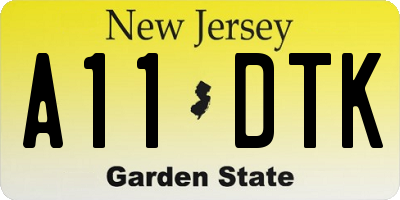 NJ license plate A11DTK
