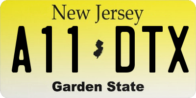 NJ license plate A11DTX