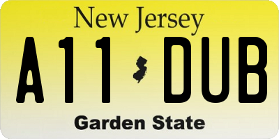 NJ license plate A11DUB