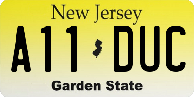 NJ license plate A11DUC