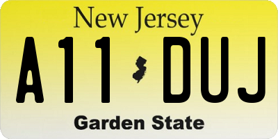 NJ license plate A11DUJ