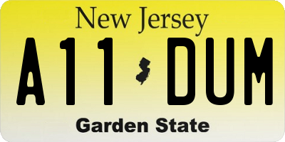 NJ license plate A11DUM