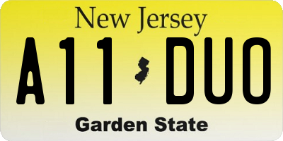 NJ license plate A11DUO