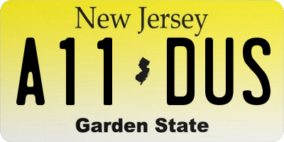 NJ license plate A11DUS