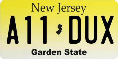 NJ license plate A11DUX