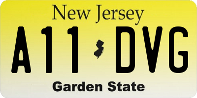 NJ license plate A11DVG